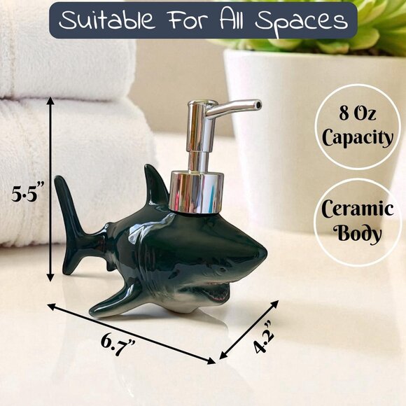 Shark Soap Dispenser for Cute Bathroom Decor - Kids soap Dispenser Gift for Shar - Picture 5 of 7